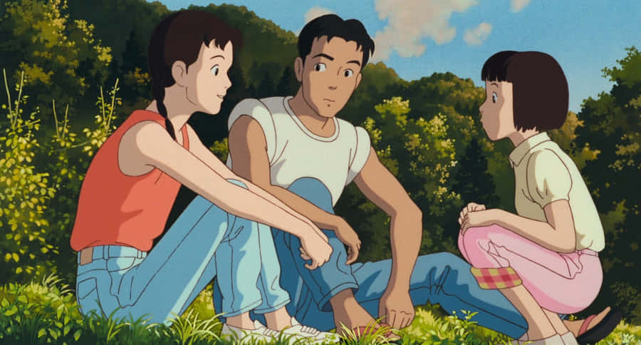 Taeko And Toshio In A Blooming Field From Only Yesterday Wallpaper