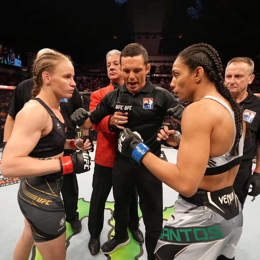 Taila Santos And Valentina Shevchenko Before Fight Wallpaper