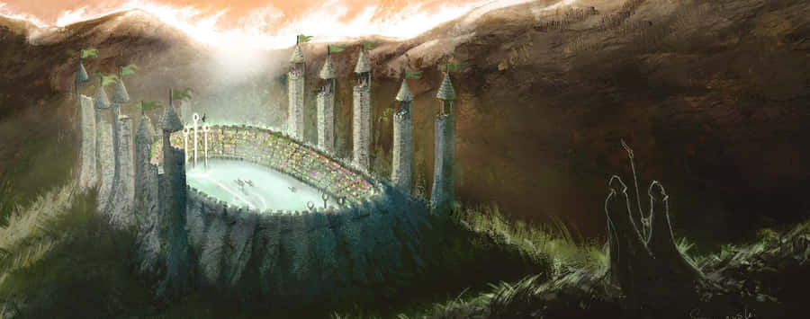 Take Flight At The Hogwarts Quidditch Pitch Wallpaper