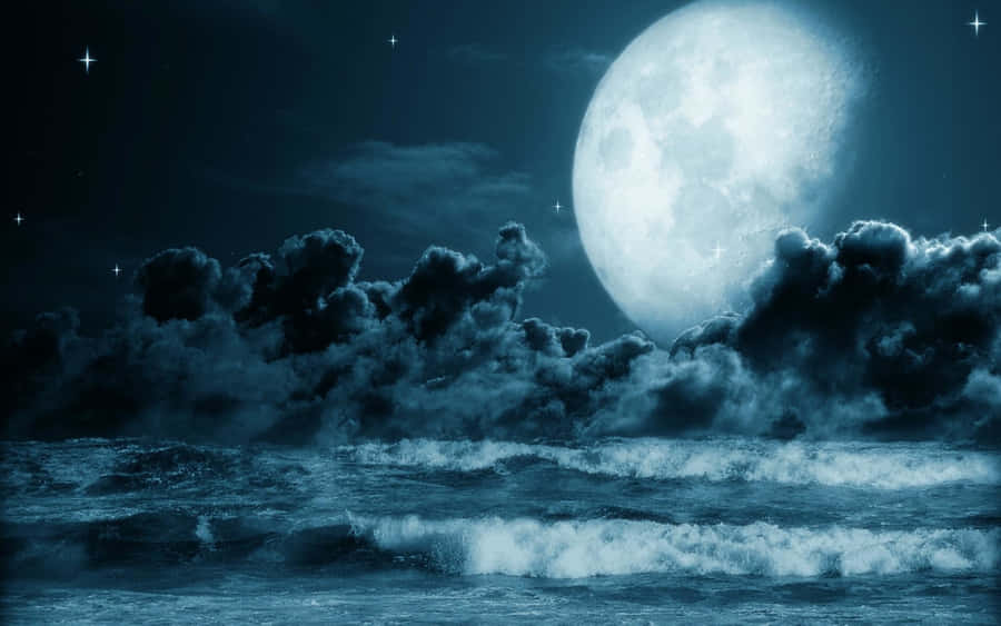 Take In The Beauty Of The Gorgeous Moonlit Night Sky. Wallpaper