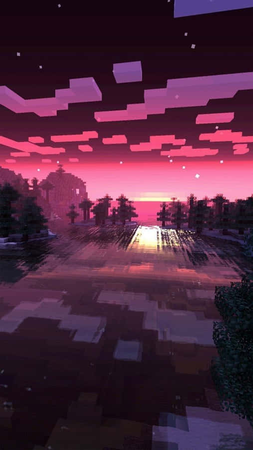 Take In The Sunset In The World Of Minecraft Wallpaper