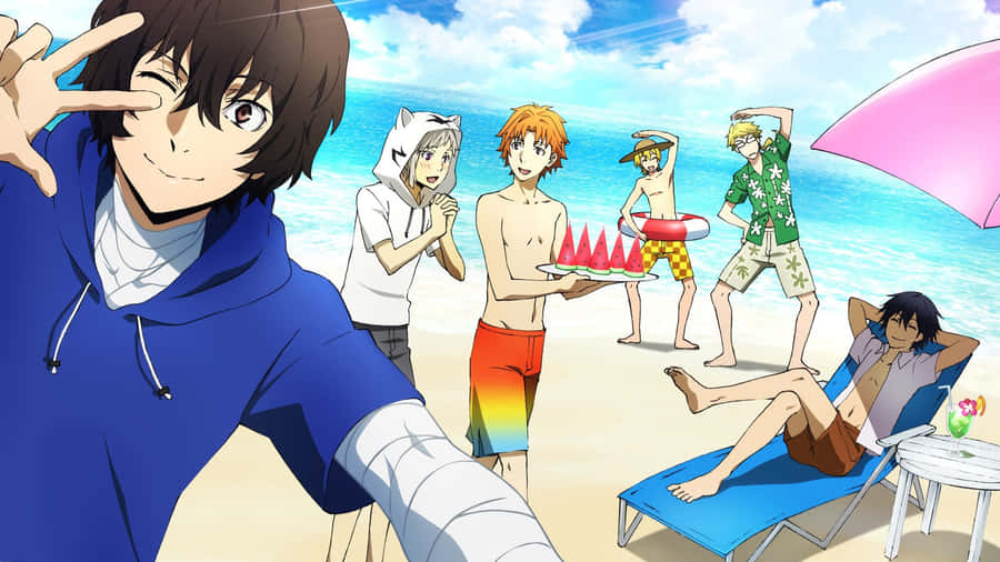 Take The Plunge And Enjoy A Beach Day With Your Favorite Anime Characters Wallpaper