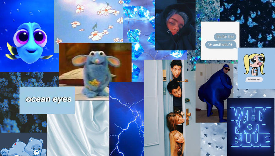 Take Your Work Anywhere With A Stylish Blue Aesthetic Laptop Wallpaper