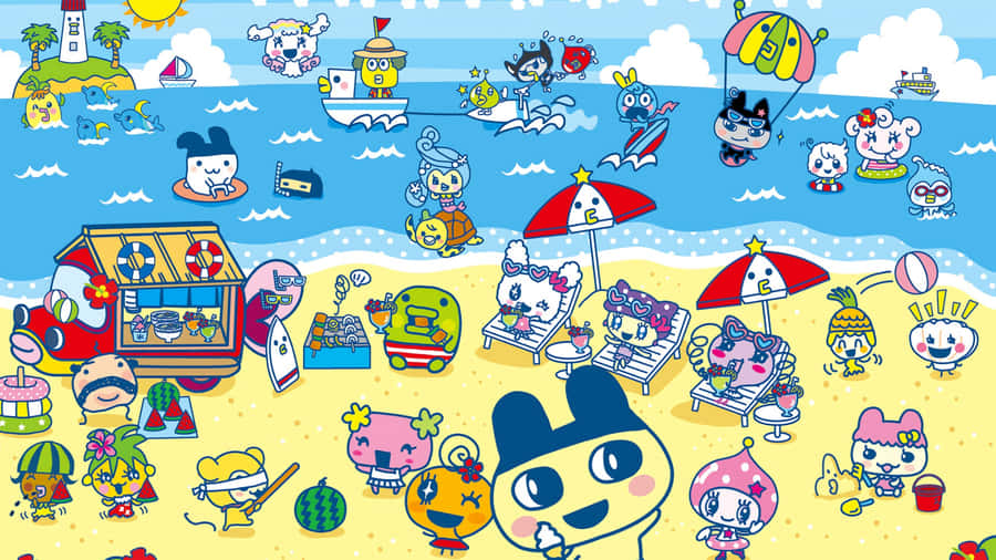 Tamagotchi Beach Party Wallpaper