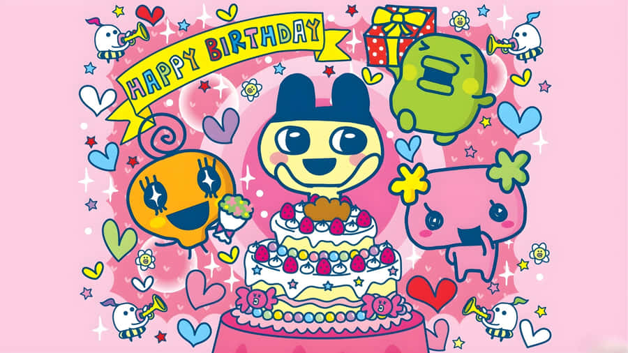 Tamagotchi Birthday Celebration Wallpaper