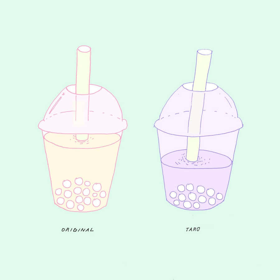 Taro And Original Cute Boba Tea Wallpaper
