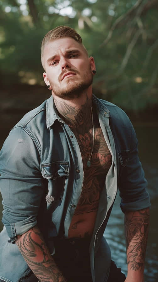 Tattooed Man Outdoor Portrait Wallpaper