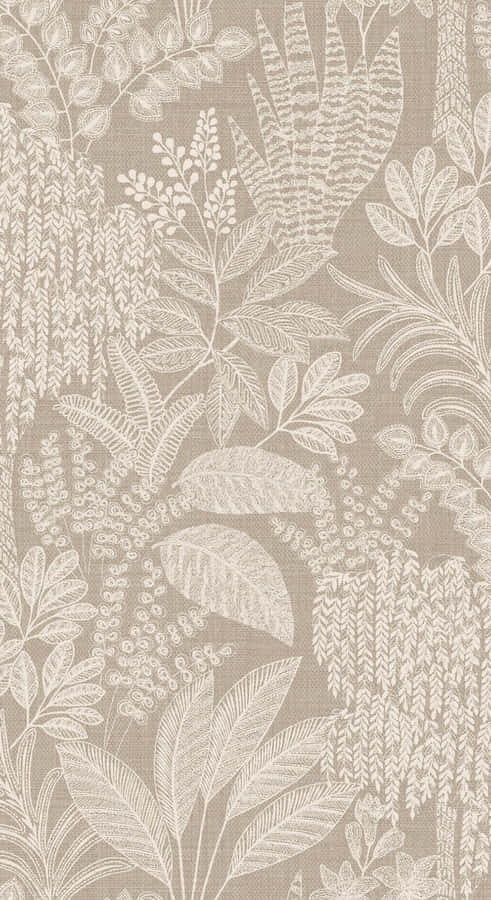 Taupe Botanical Pattern Wallpaper