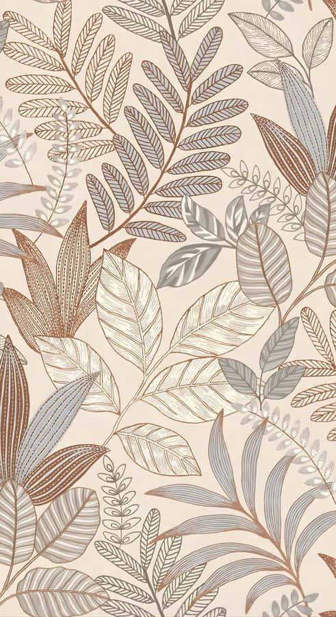 Taupe Botanical Pattern Wallpaper