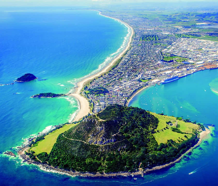 Tauranga Coastal Aerial View New Zealand Wallpaper