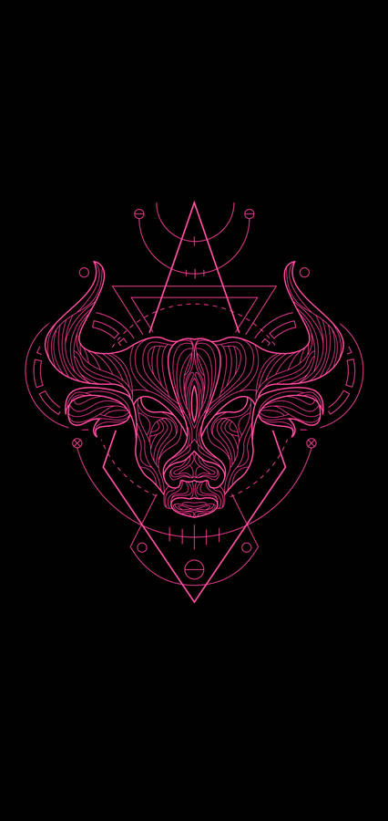 Taurus Zodiac Pink Line Work Wallpaper