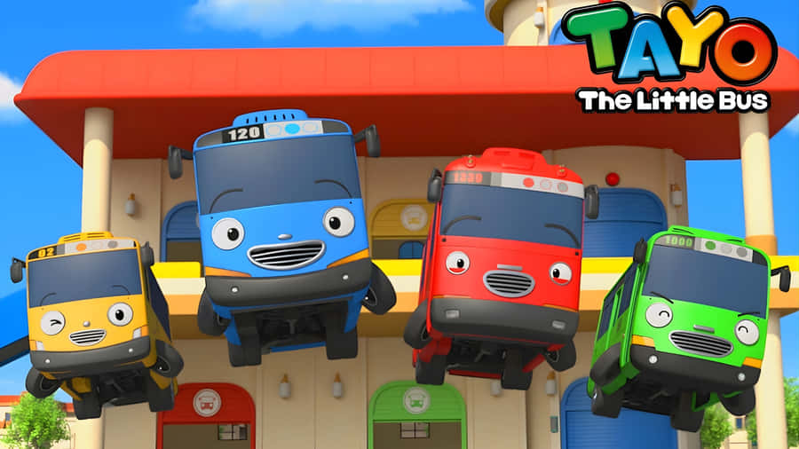 Tayo And Friends At Bus Station Wallpaper