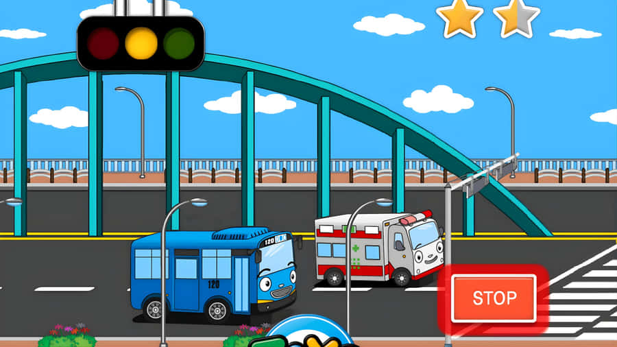 Tayo And Friends At Traffic Light Wallpaper