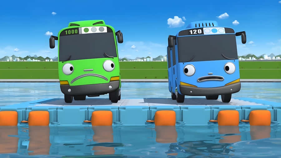 Tayo And Gani At The River Wallpaper