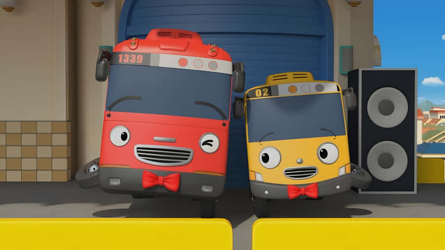 Tayo And Rogi Smiling Wallpaper