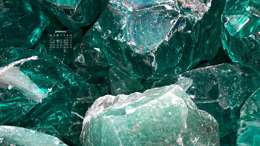 Teal Crystals January 2022 Calendar Wallpaper