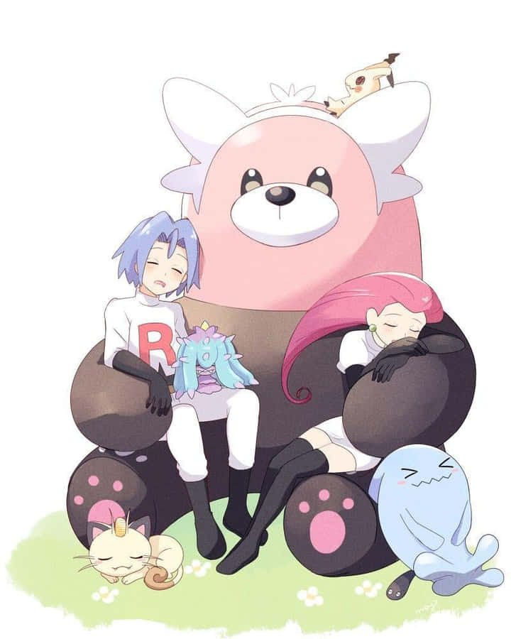 Team Rocket With Mareanie, Bewear, And Mimikyu Wallpaper