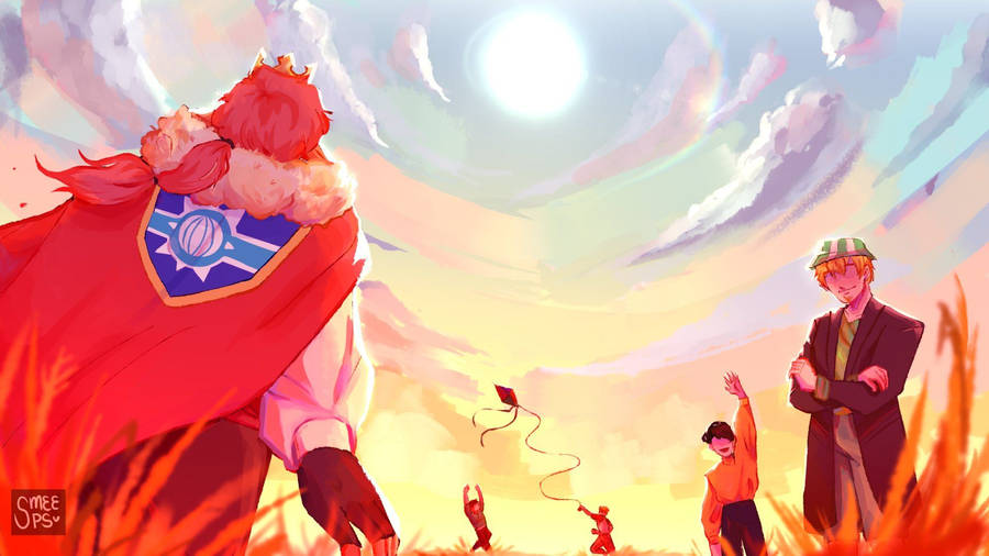 Technoblade And Friends In Field Wallpaper