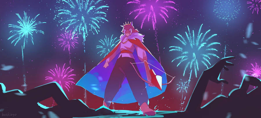 Technoblade Under Fireworks Digital Comic Wallpaper