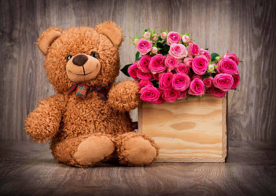 Teddy Bearand Roses Sweetest Day Gift.jpg Wallpaper