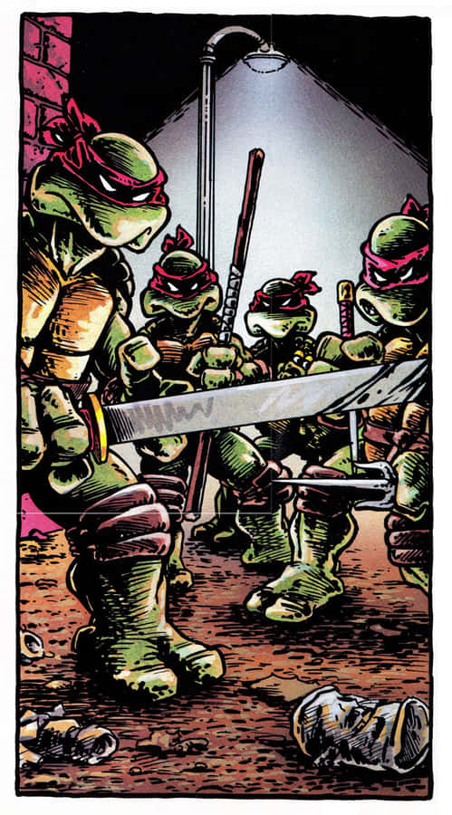 Teenage Mutant Ninja Turtles Comic Book With A Menacing Glare Wallpaper