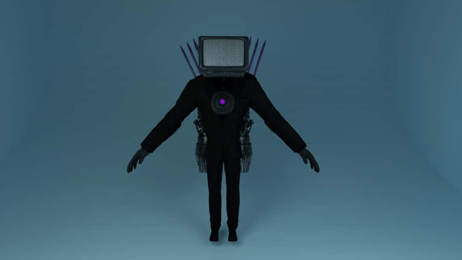 Television Head Figure Standing Wallpaper