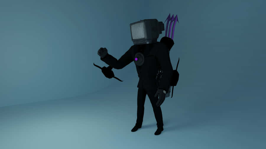 Television Head Figurein Shadow Wallpaper