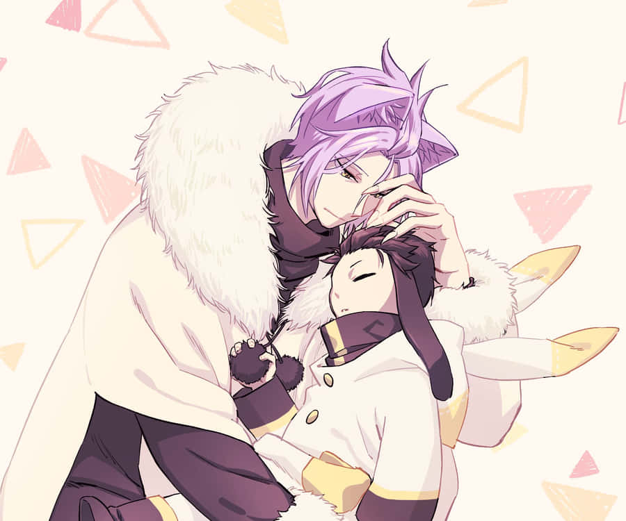 Tender Moment Between Anime Characters Wallpaper