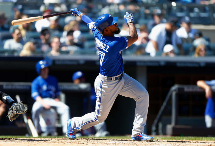 Teoscar Hernandez Swinging Baseball Action Wallpaper