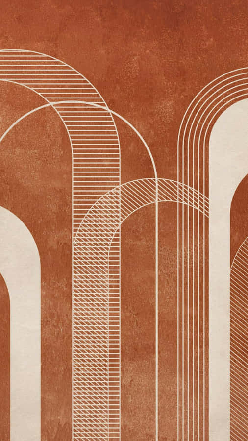 Terracotta Abstract Arch Design Wallpaper