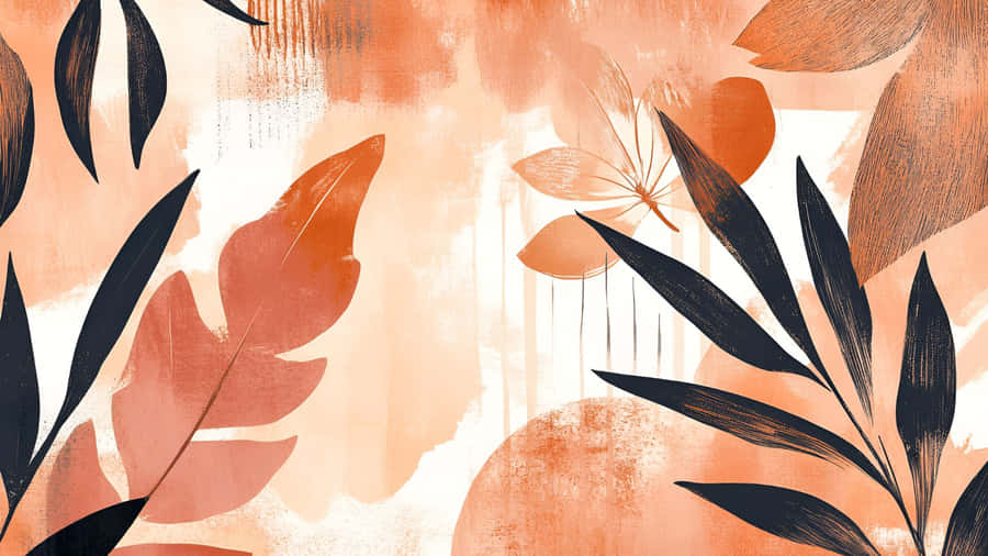 Terracotta Botanical Art Wallpaper