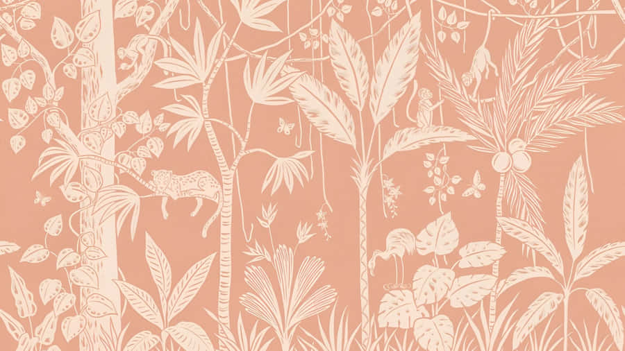 Terracotta Botanical Wall Design Wallpaper