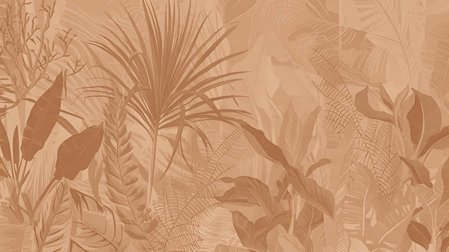 Terracotta Botanical Wall Texture Wallpaper