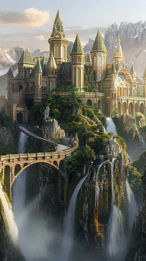 Terrasen Castle In The Mountains Wallpaper