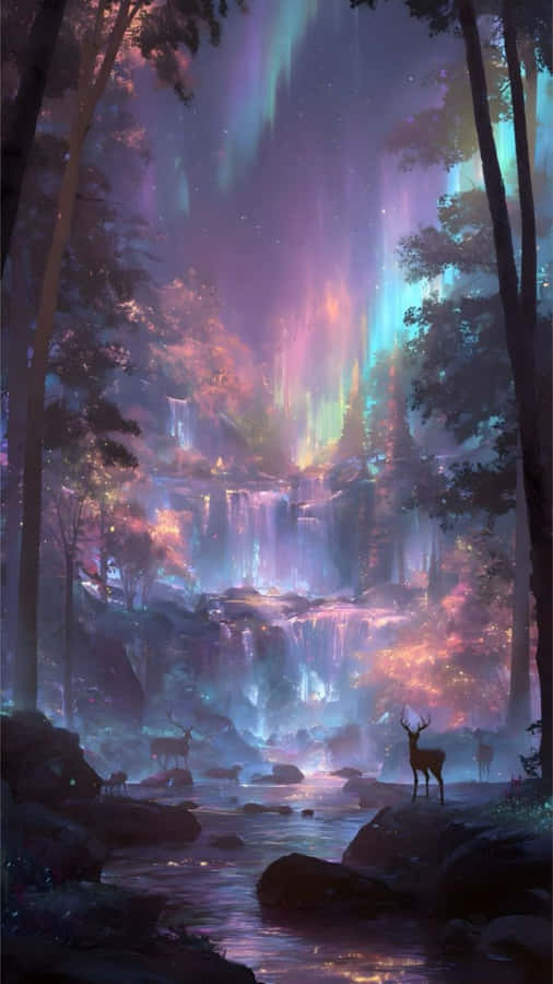 Terrasen Magical Forest Waterfall Wallpaper