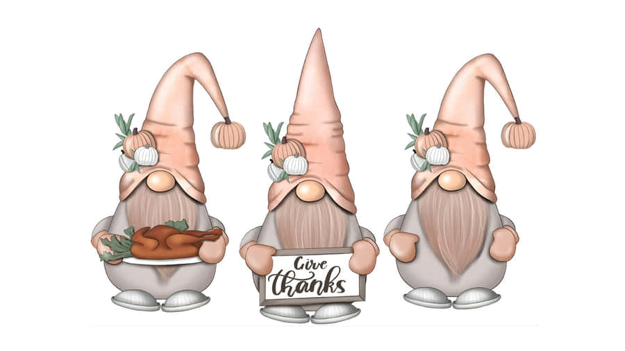 Thanksgiving Gnome Trio Wallpaper