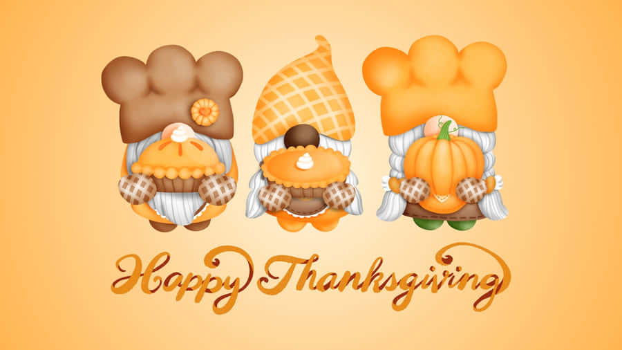 Thanksgiving Gnome Trio Wallpaper