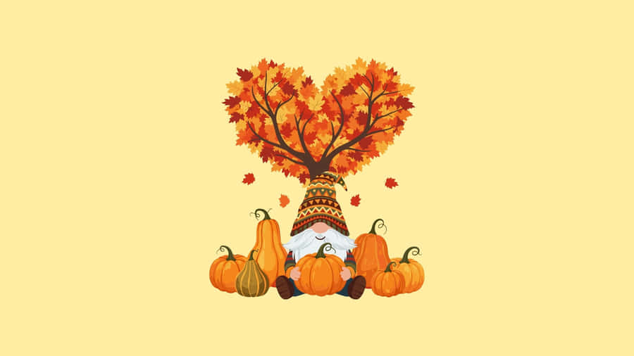 Thanksgiving Gnome With Pumpkins Wallpaper