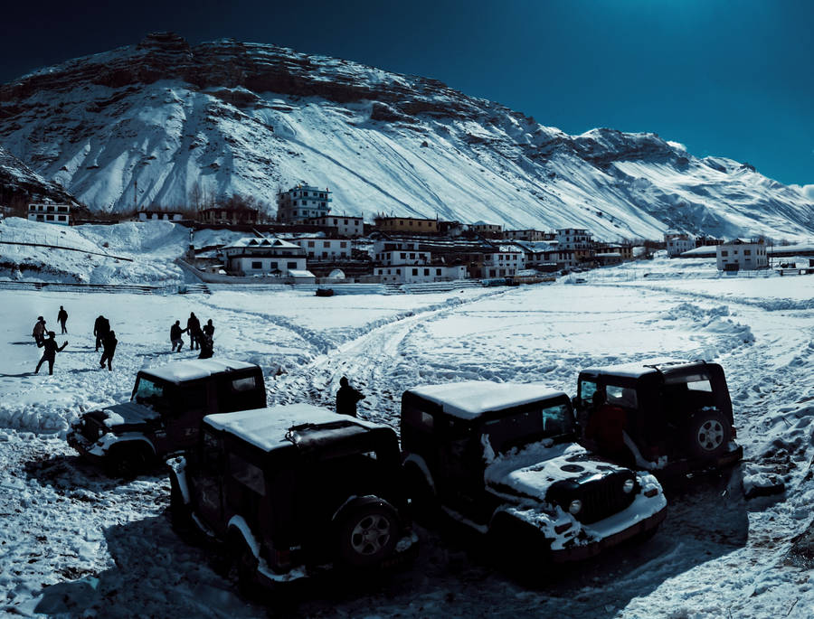 Thar 4k Snow Village Wallpaper