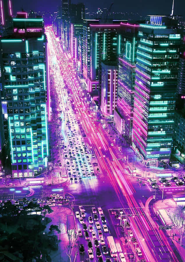 The Beauty In The Neon-lit Streets Of The City Wallpaper