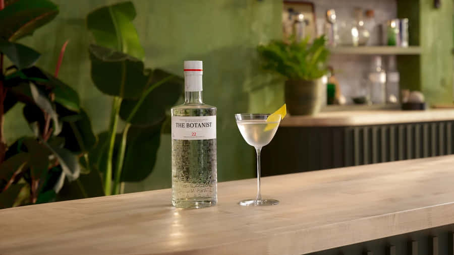 The Botanist Islay Dry Gin Drink With Cocktail On Bar Wallpaper