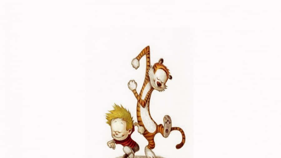 The Classic Duo Of Calvin And Hobbes, Ready For Their Next Adventure Wallpaper