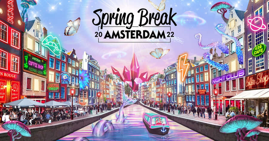 The Cobblestone Streets Of Amsterdam In Spring Wallpaper