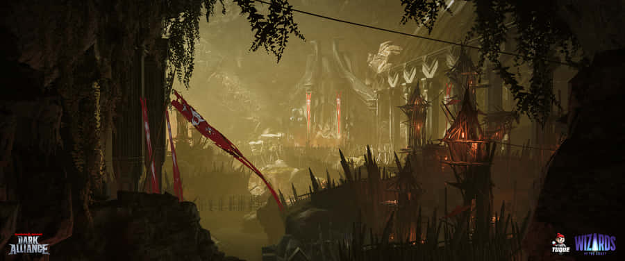The Dark Alliance In Action On An Adventurous Journey Wallpaper