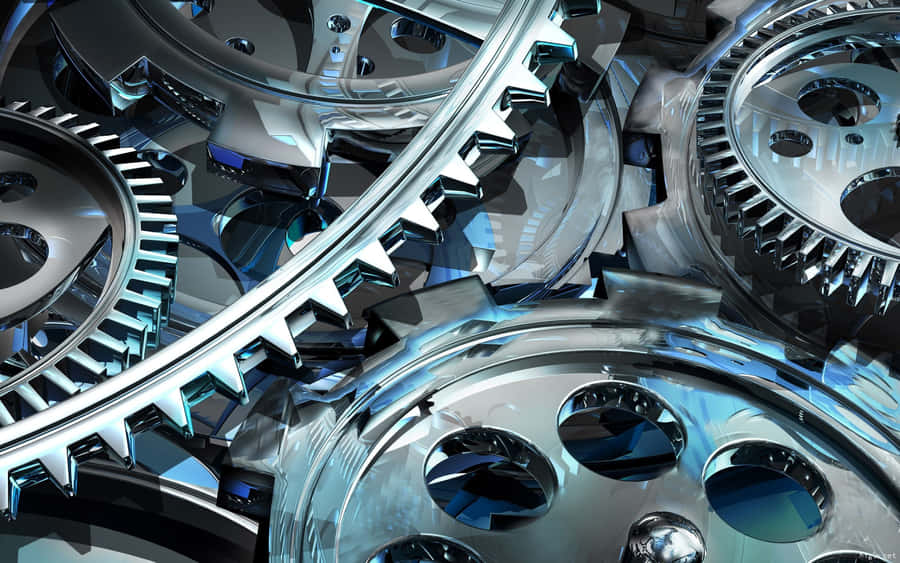 The Engine Of Industry - Close-up View Of Gear Mechanisms Wallpaper