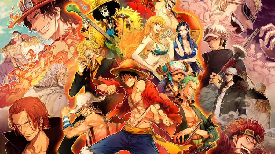 The Epic Crew Of One Piece Sailing Ahead For Adventure Wallpaper