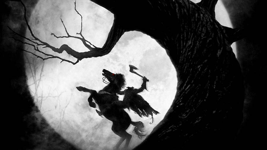 The Headless Horseman Holding An Axe In Sleepy Hollow Wallpaper