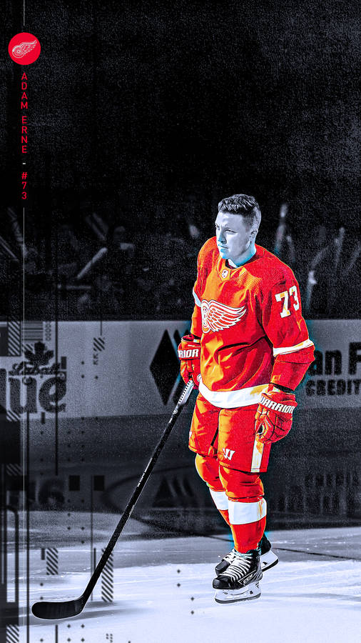 The Heart Of Detroit's Hockey - Adam Erne In Action Wallpaper