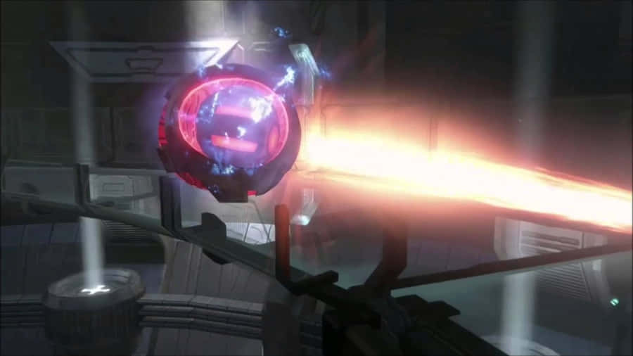 The Iconic 343 Guilty Spark Floating Effortlessly In The Darkness Of A Sci-fi-themed Background. Wallpaper