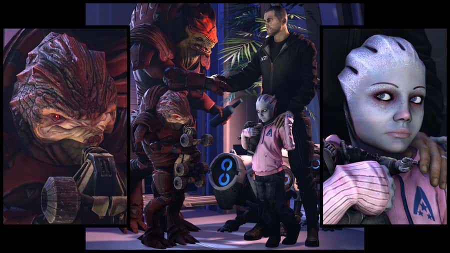 The Iconic Crew Of Mass Effect Characters Wallpaper